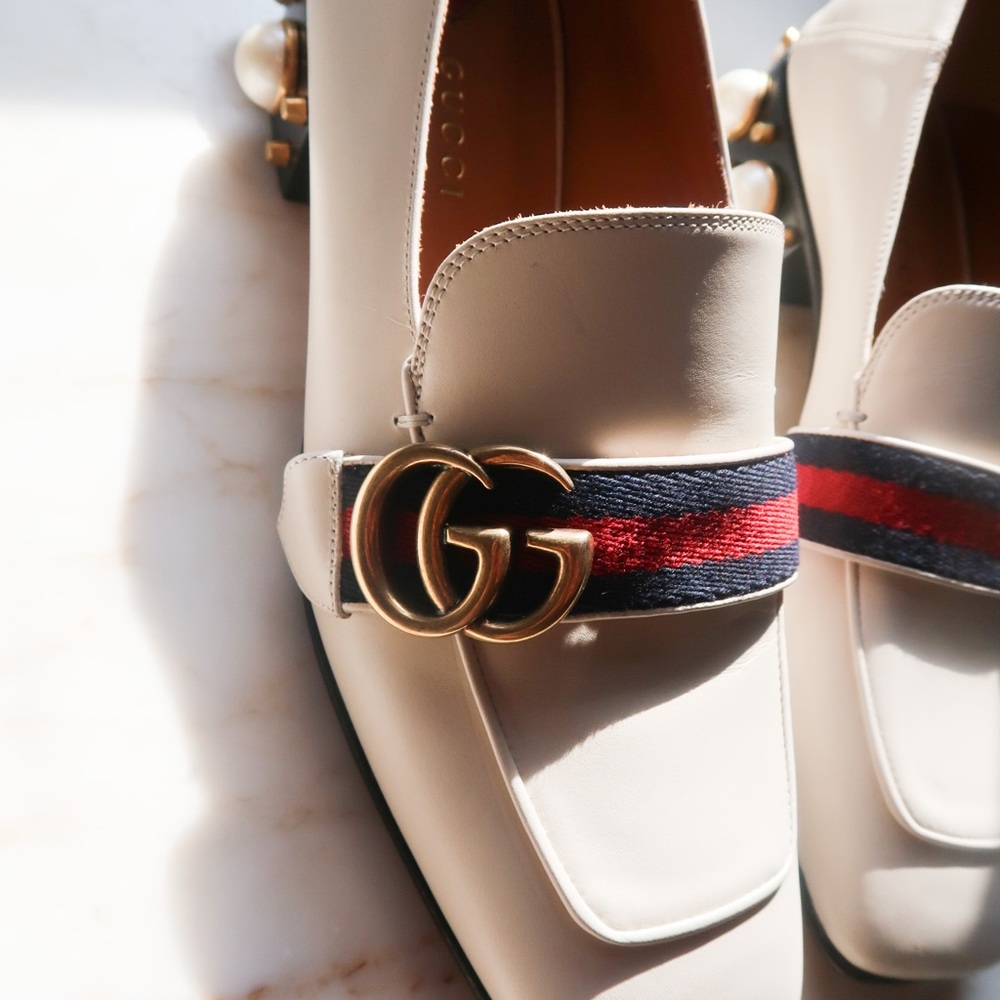 ✨Sold✨ NIB Gucci Authentic Peyton Web Stripe Leather Loafers Size 6.5 7.5 - Picture 8 of 10